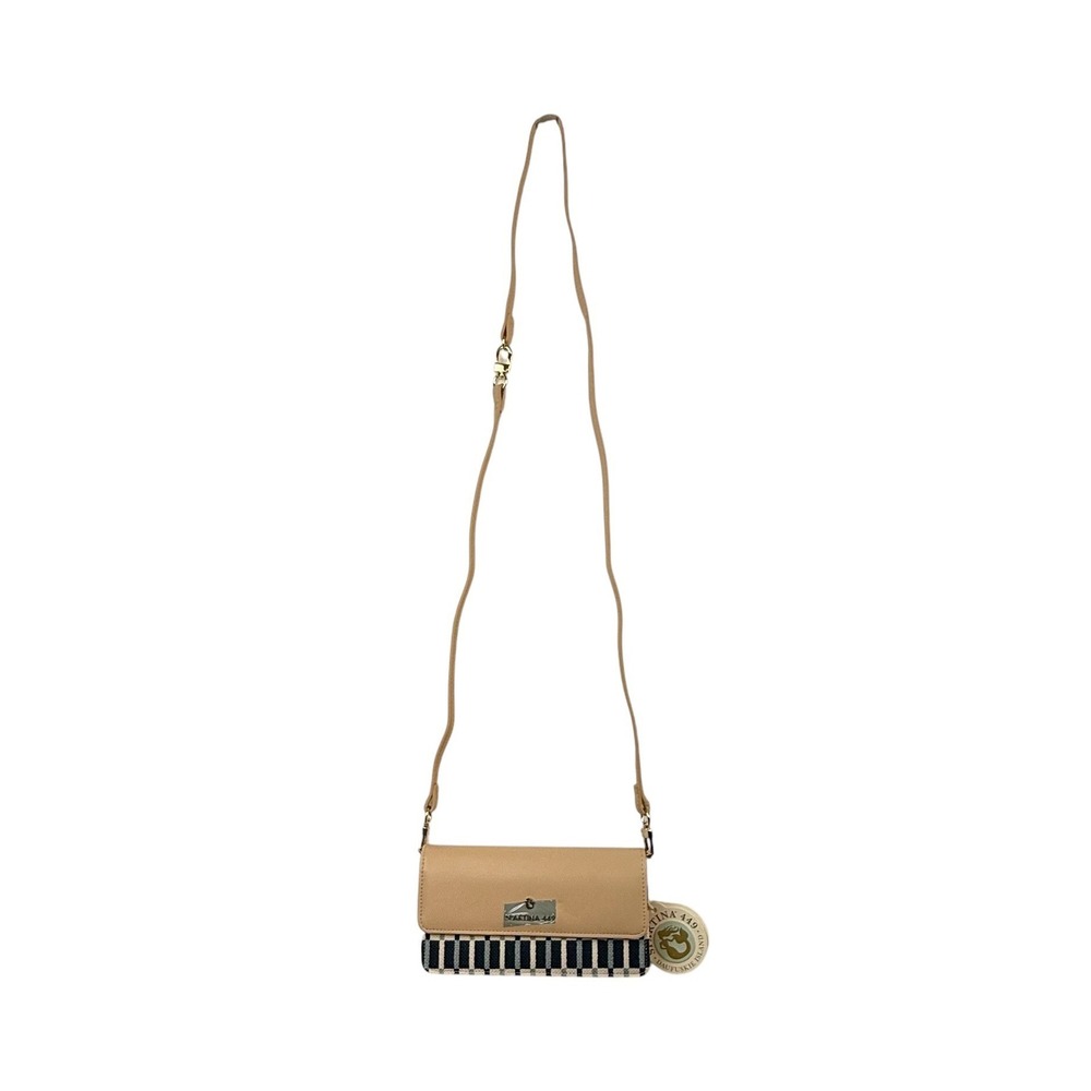 Spartina 449 Daise Jane Convertible Crossbody Tan Navy Blue Checkered 290318 NWT - Picture 4 of 9